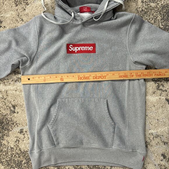 Supreme Box Logo Hoodie Gray Men's Large Heather Gray Long Sleeve Pullover - Picture 7 of 10
